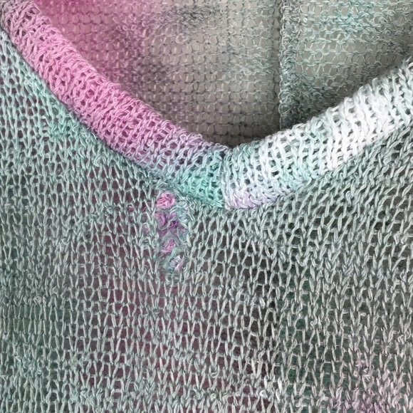 FANTASTIC FAWN Sweater Loose Knit Tie Dye Boho Pastel 3/4 Sleeve Size Medium - Picture 11 of 12